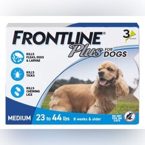 FRONTLINE PLUS Flea & Tick Treatment For Medium Dogs 23-44 lb - 3 DOSES